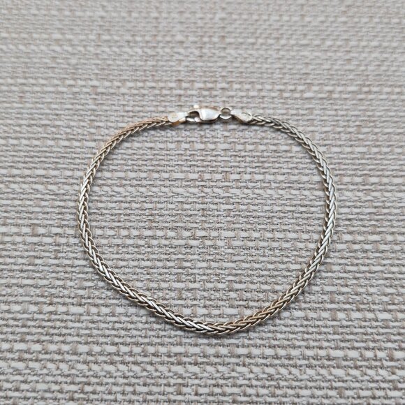 Jewelry - 7.5 Inch Sterling Silver Unique Slightly Rustic Chain Bracelet A5449